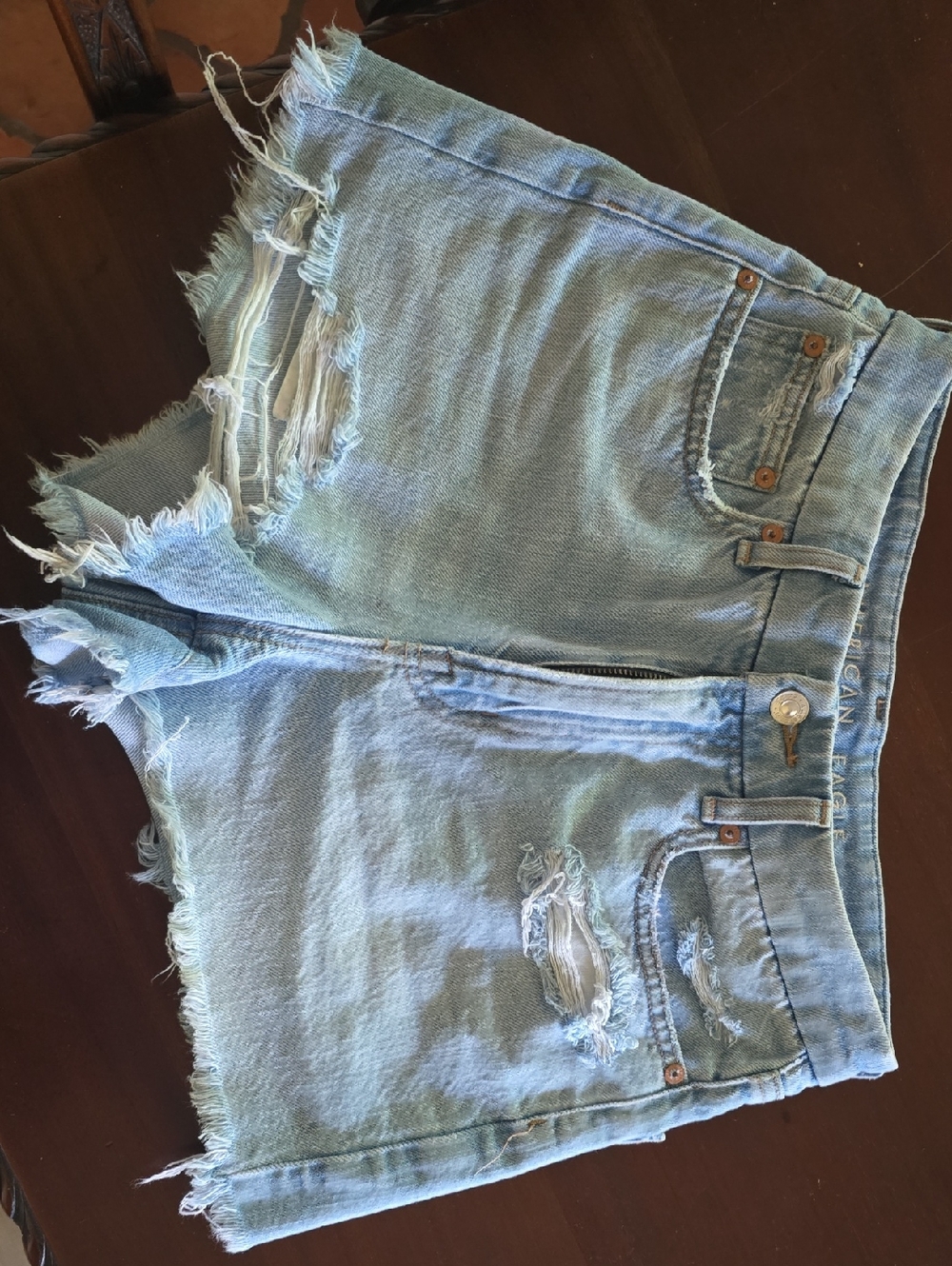 American Eagle Outfitters Light Blue Distressed Denim Cutoff Shorts